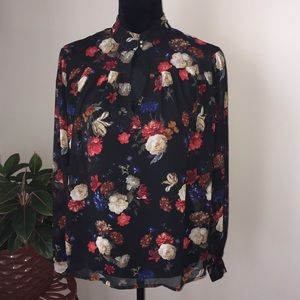 LUCKY BRAND Blouse Floral Sheer XS